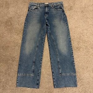 We The Free Free People Risk Taker Straight Leg Denim Jeans Size 31 Raw Hem